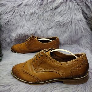 Asos Oxford Shoes Womens 6.5 Brown Leather Wingtip Brogue Preppy Academia